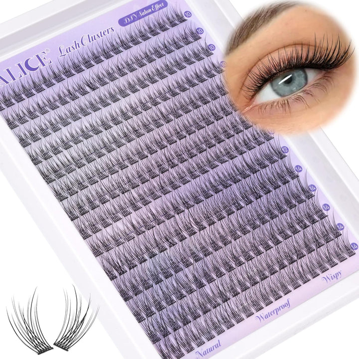 Lash Clusters Wispy Eyelash Clusters 10-18Mm 168Pcs Cluster Eyelash Extensions Natural Volume Lash Extensions DIY Individual Lashes Clusters with Soft Thin Band