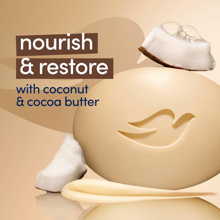 Beauty Bar Soap Restoring Coconut & Cocoa Butter 6 Count for Restored Skin, Nourishes Skin 3.75 Oz