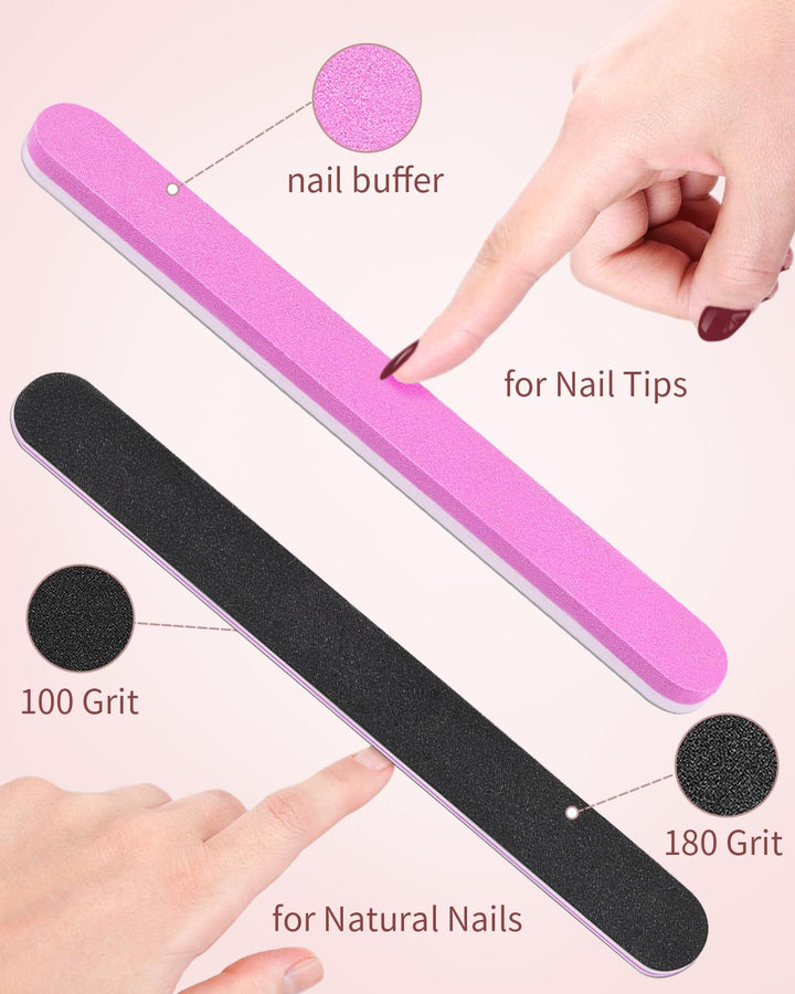 Clear Acrylic Nail Tips, 500 Pcs French Nail Tips Square Half Cover with Glue, Clipper, Files and Cuticle Fork for Salons and Home DIY