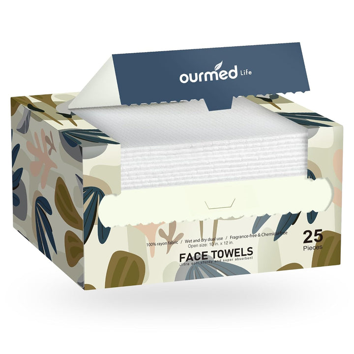 Face Towels, Disposable Biodegradable Facial Towels for Sensitive Skin, Lint- Free Face Wipes for Washing Face, Skincare and Makeup Remover, Dry Wipes, 10"×12" Extra Large, 50 Count