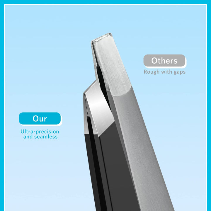 Tweezers Set and Nail Clippers, 9 Pcs Stainless Steel Tweezers Kit for Men Professional Manicure Set for Men Grooming Kit with Leather Travel Case