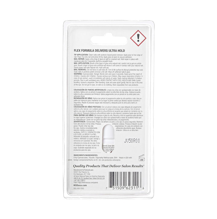 Powerflex Brush-On Nail Glue for Press on Nails, Ultra Hold Flex Formula Nail Adhesive, Includes One Bottle 5G (0.17 Oz.) with Twist-Off Cap & Brush Applicator