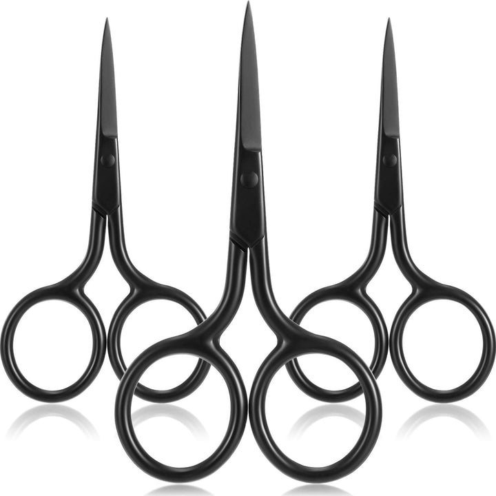 3 Pack Small Nose Scissors Facial Hair Trimming Mini Beauty Stainless Steel Grooming Pointed Scissor for Grooming Eyebrows, Nose, Mustache, Beard