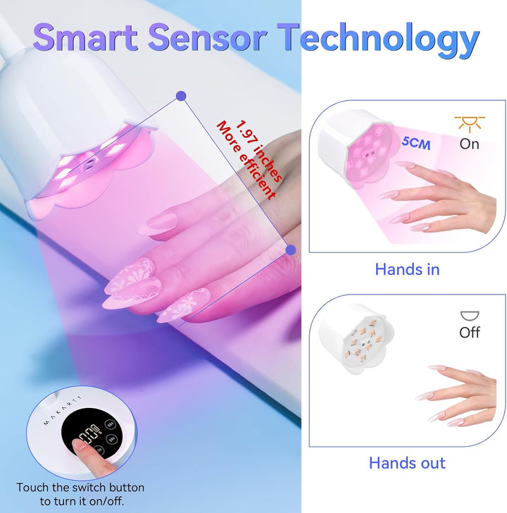 Mini UV Light for Gel Nails Polish Luminoza 30W Rechargeable LED Nail Dryer Lamp with 4 Timers & Auto Sensor, Fast Curing Goosenecks Lamp for Home DIY Manicure, Black & White