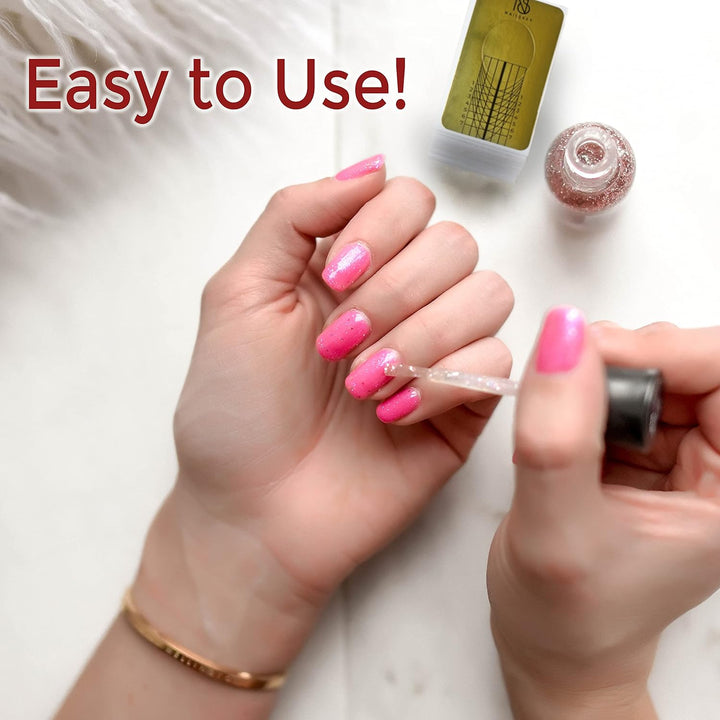 Nail Forms for Gel Builder - 100 Pcs Self Adhesive Nail Extension Stickers for Acrylic, UV & Poly Gel with Tip Sculpting Guide - Nail Art for Home & Salon (Pack of 100)