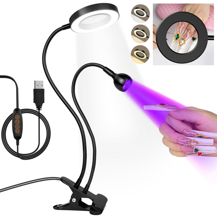 Nail Lamp LED Nail Manicure Dryer Curing Light with Black Gooseneck and Clamp for Gel Nails