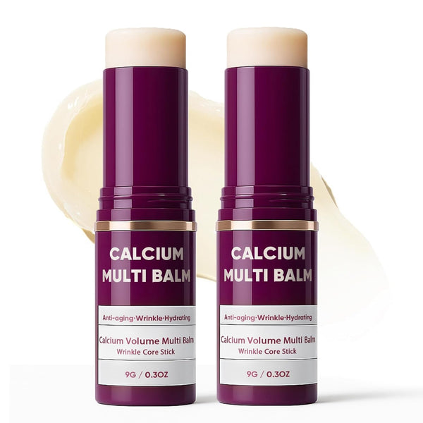 Calcium Multi-Balm Stick (2-Pack) - Korean Anti-Aging Formula for Face, Eyes & Neck - Hydrating, Firming Skin Treatment with Collagen & Vitamin D - Suitable for All Skin Types