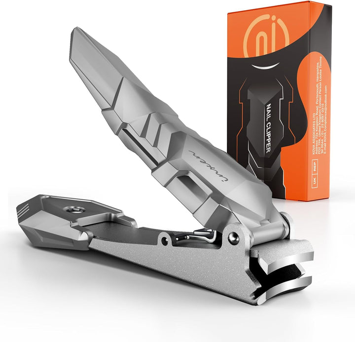 Nail Clippers for Men with Catcher – No Splash, Self-Collecting Premium Steel Clippers for Fingernails & Toenails, Ideal Gifts for Men& Grooming Gifts, Great Gadget & Stocking Stuffer Gift