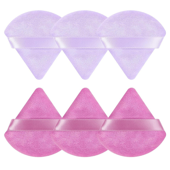 6 Pcs Powder Puff Face Soft Triangle Makeup Puff Velour Makeup Sponge Stocking Stuffers for Loose Powder (Black)