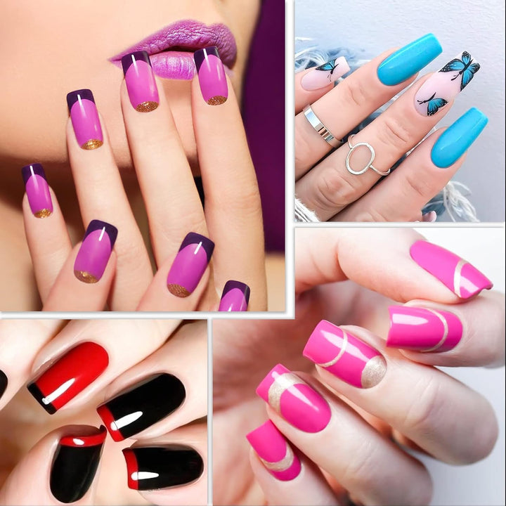 500PCS Half Cover False Nails Tips - Acrylic Nail Tips 10 Sizes Lady French Style Acrylic Artificial Tip Manicure with Box for Nail Tips Art Salons and Home DIY