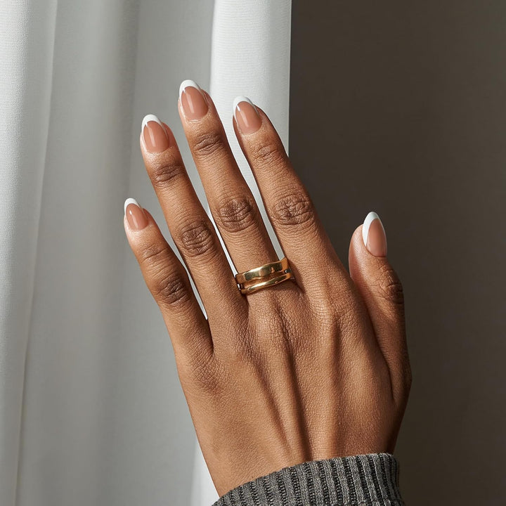 White Press on Nails Short - Soft Gel Press on Nails Almond, White Glue on Nails with Nail Glue, Reusable Stick on Nails in 16 Sizes, Cream Puff