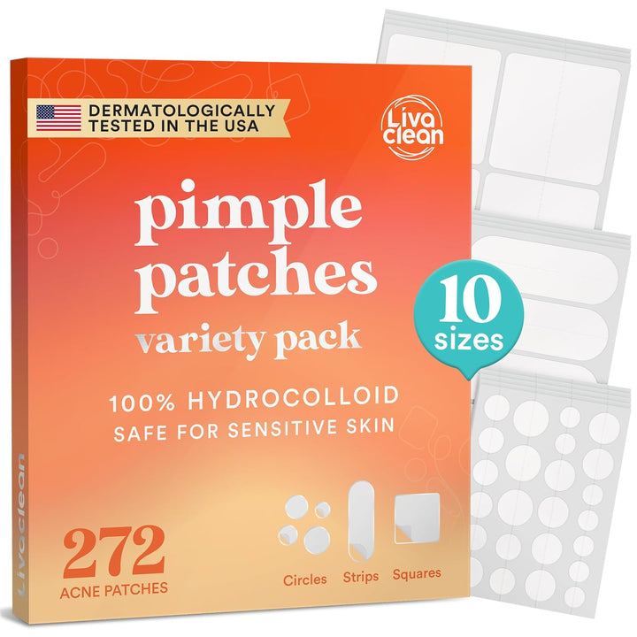 272 CT Large Pimple Patches for Face - Variety Pack Zit Patches W/ Salicylic Acid, Tea Tree, Calendula Oil - Pimple Patches Large Acne Patches for Face and Body - Dark Spot Patches