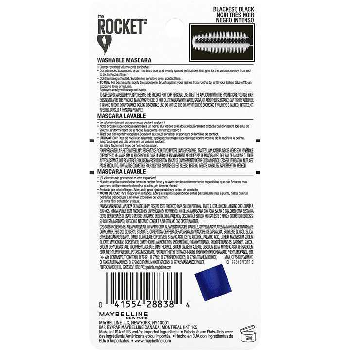 Volum' Express the Rocket Volumizing Washable Mascara, Blackest Black, 1 Count