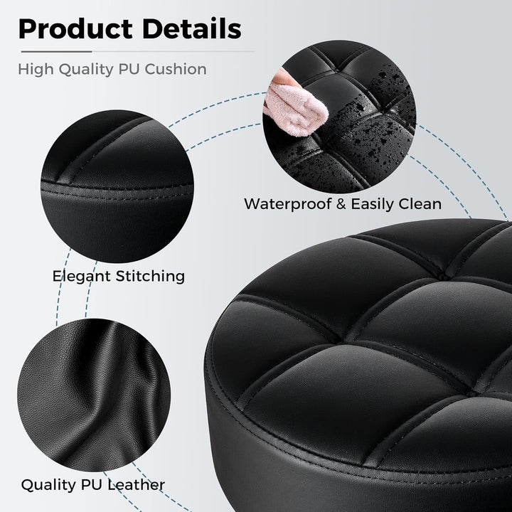 Rolling Stool with Wheels, Adjustable Stool Heavy Duty 450Lb, 360° Swive Rolling Chair for Massage Spa Medical Tattoo, PU Thick Seat Padding Salon Chair(Black) BYD01B