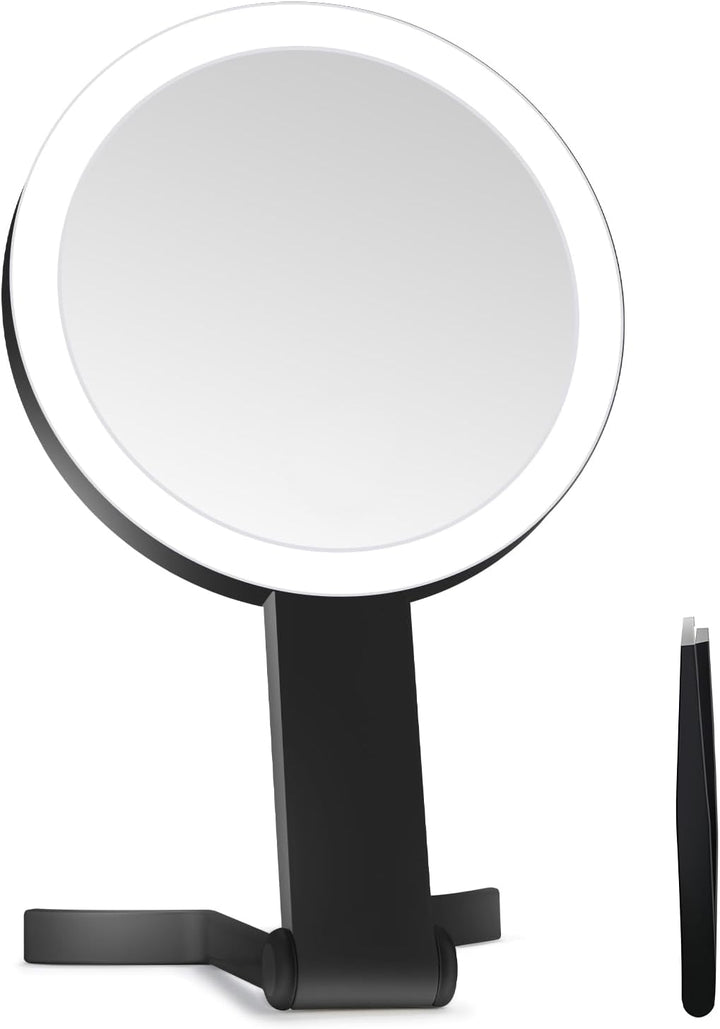 Lighted Makeup Mirror, 30X Magnifying Mirror with Light and Adjustable Brightness, Hanging and Handheld Mirror with Handle, Portable Travel Makeup Mirror with Lights, Vanity Mirrors for Women