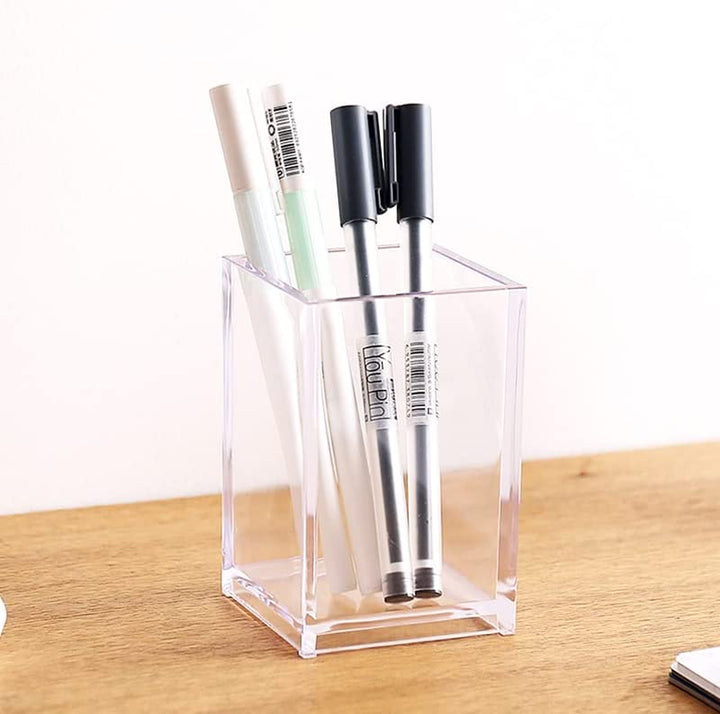 3 Pack Clear Acrylic Cosmetic Pencil Pen Holder Cup, Clear Makeup Brush Holder, Desk Acrylic Brushes Storage