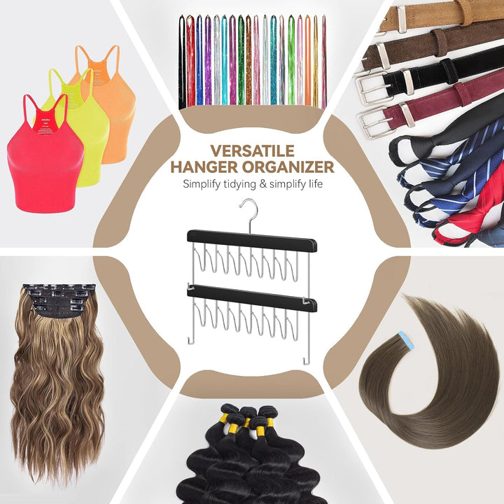 2 Pack Hair Extension Holder & Hanger – Braiding Rack Stackable Hair Extension Storage Rack for Styling, Rotatable Wig Organizer Stand for Wigs, Hairpieces, Clip/Tape Ins and Accessories