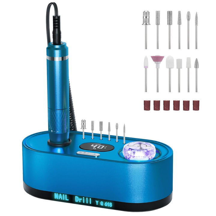 40000RPM Electric Nail File Drill Professional Kit, Drill Machine with LCD Display, Manicure Pedicure Polishing Acrylic Gel Nail Grinder for Salon, Home Use