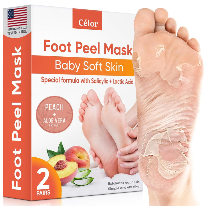 Foot Peel Mask - Foot Mask for Baby Soft Skin - Remove Dead Skin, Dry, Cracked Feet & Callus, Foot Spa, Made with Aloe Vera Extract for Women and Men (2 Pair (Pack of 1), Lavender)