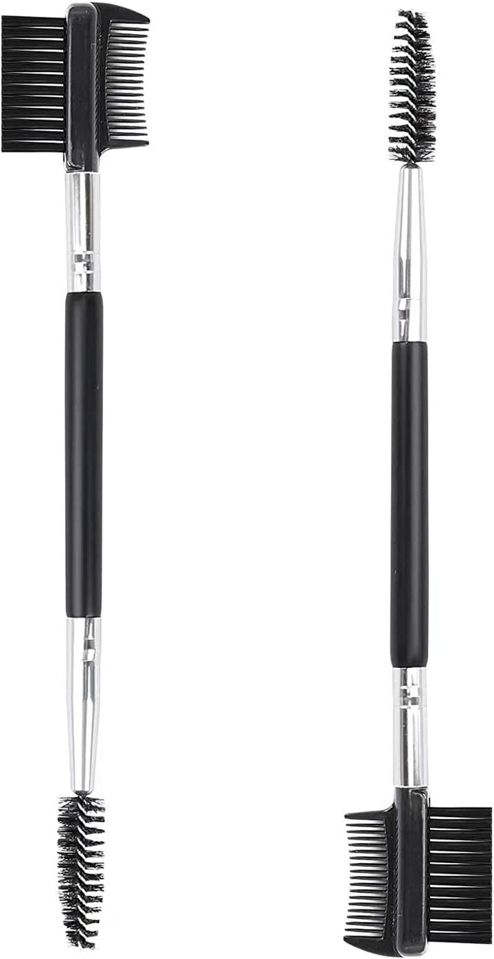 3 Head Eyebrow Eyelash Shaper Eyelash Comb Double Head Brush Makeup Grooming Tool Cosmetic with 3 Different Spoolie Brushes for Separating Lashes, Eliminating Mascara Clumps, Grooming and Shaping Brow