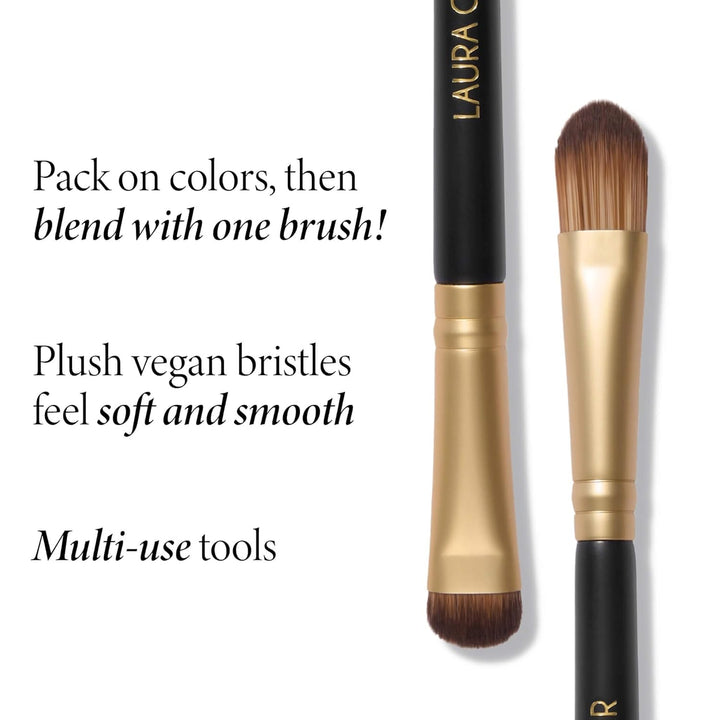 Dual-Ended Eyeshadow Brush - Domed Shader & Blending Brush for Baked and Pressed Eyeshadow Application - All over Eye Makeup Brush
