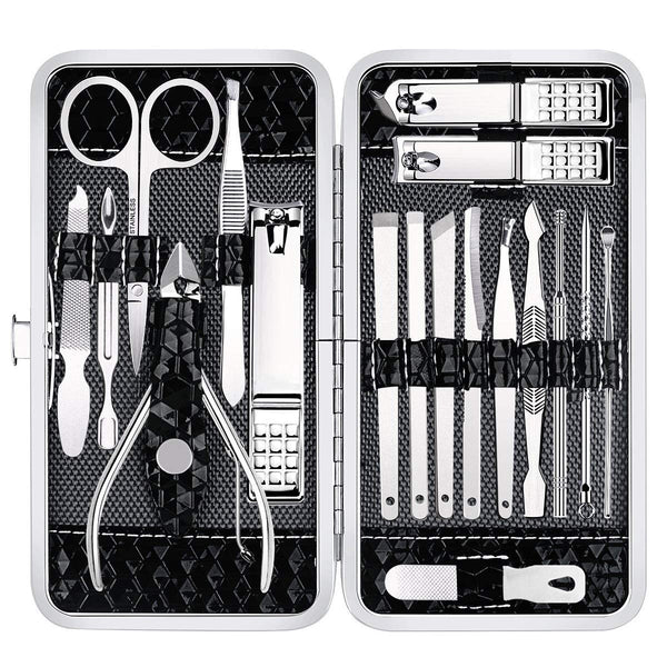 Nail Clippers Set Fingernail and Toenail Clipper Cutters, Manicure Pedicure Kit 18 Pieces Stainless Steel Professional Grooming Kits, Nail Care Tools with Luxurious Travel Case