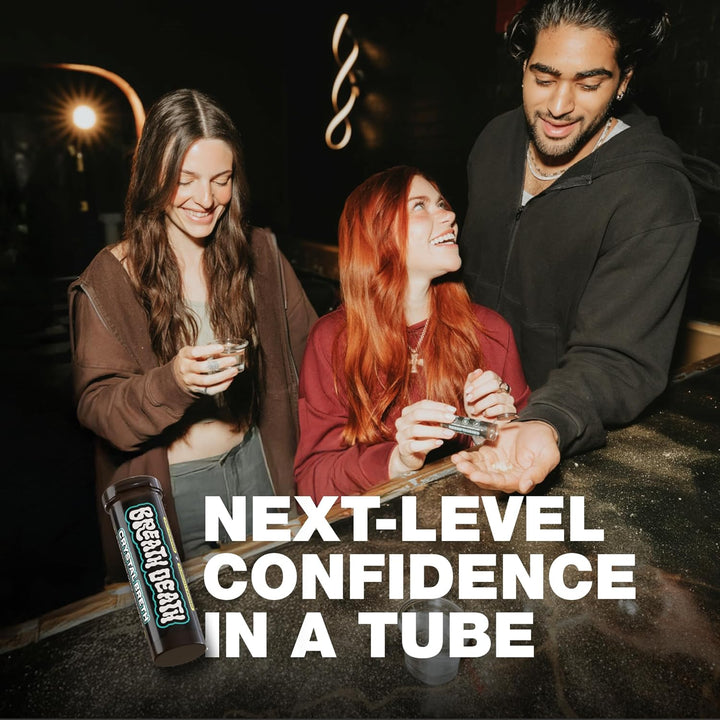 Crystal Breth Breath Mints, Peppermint Mint Crystals, Gluten Free, Vegan & Zero Calorie Mints, Zinc-Infused & Fast Acting Formula, Single Pack - 4 Tubes, 12 Servings per Tube, 1.6 Oz.