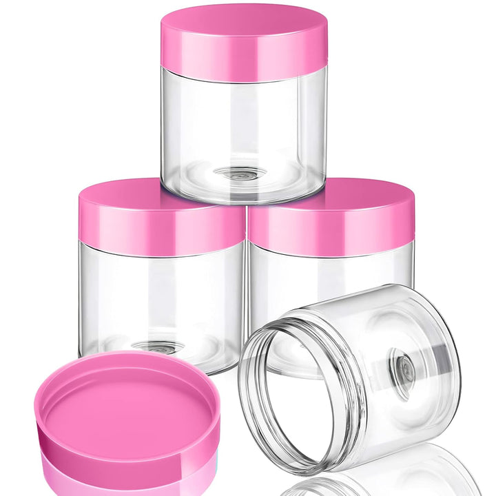 4 Pieces round Wide-Mouth Leak Proof Plastic Container Jars with Lids for Travel Storage Makeup Beauty Products Face Creams Oils Salves Ointments DIY Making(1 Ounce,White)