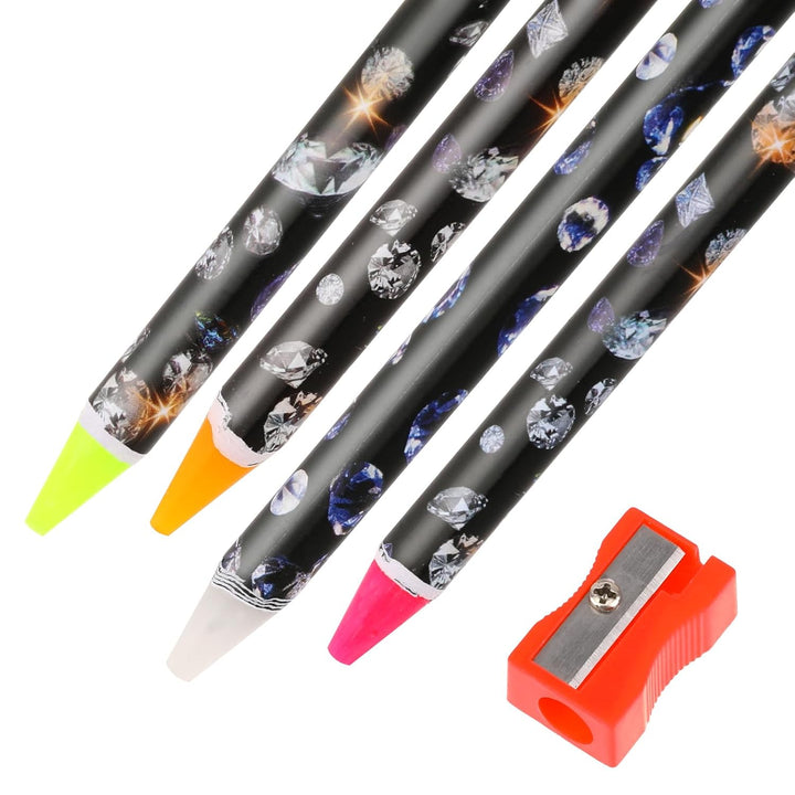 4 Pack Rhinestone Picker Tool Adhesive Resin Picker Pencil Nail Point Drill Pen Dotting Wax Pencil Gem Pick up Tools for Nail Art DIY with Pencil Sharpener