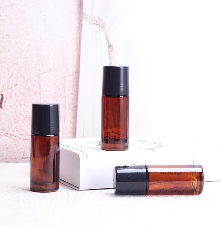 2Pcs Brown 30Ml Glass Essential Oil Roller Bottles Refillable Roll on Bottles Empty Deodorant Bottle Containers Rollerball Bottles Beauty and Personal Care Tools for Fragrance Cosmetics