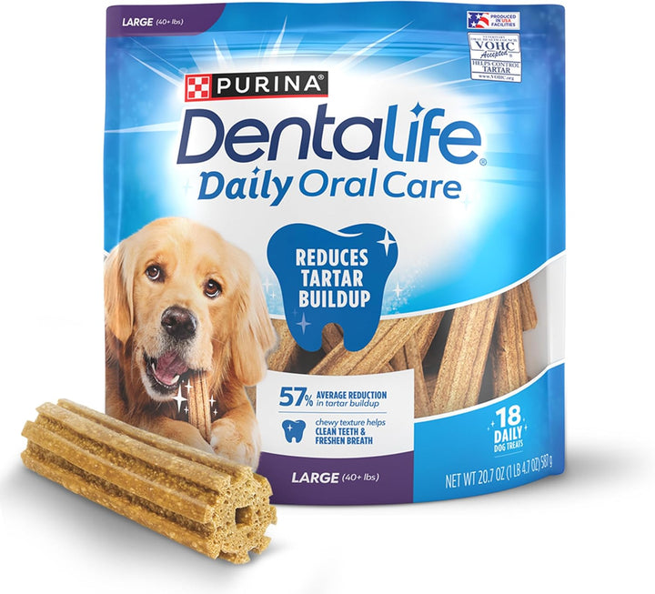 Purina  Made in USA Facilities Large Dog Dental Chews, Daily - 18 Ct. Pouch