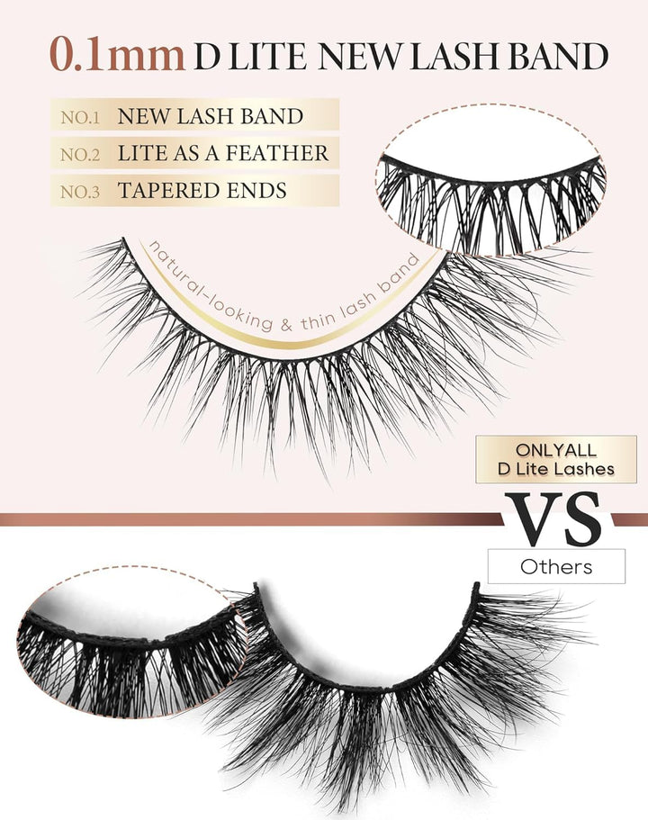Natural Lashes Wispy Lashes Natural Look False Eyelashes Natural Flared Eyelashes False Eye Lashes Soft Fluffy Lashes 7 Pairs D1 Natural (6-13MM)