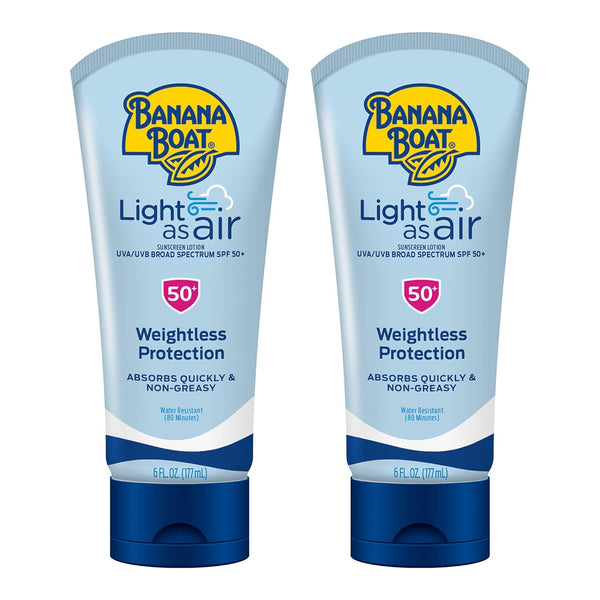 Light as Air Sunscreen Lotion SPF 50 Twin Pack | Lightweight & Non-Greasy Lotion Sunscreen SPF 50, Sunblock, Oxybenzone-Free, 6Oz Each