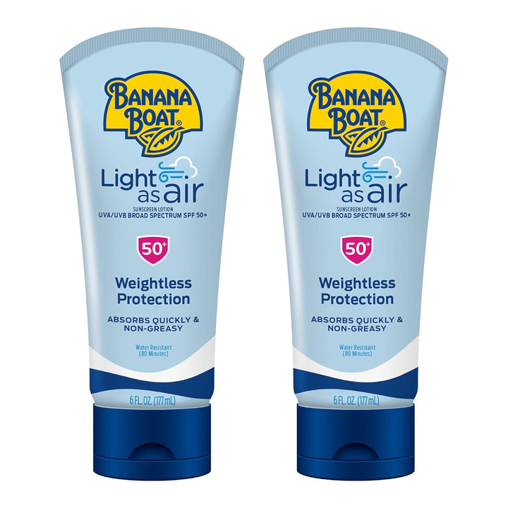 Light as Air Sunscreen Lotion SPF 50 Twin Pack | Lightweight & Non-Greasy Lotion Sunscreen SPF 50, Sunblock, Oxybenzone-Free, 6Oz Each