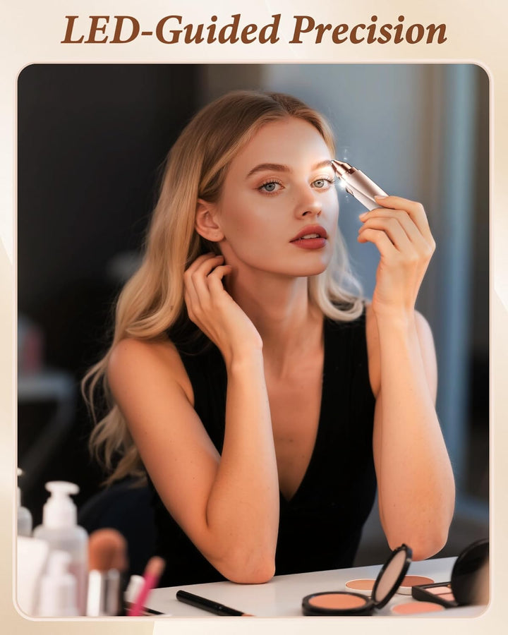 Eyebrow Trimmer Facial Hair Removal for Women: 2 in 1 Rechargeable Face Shaver and Eyebrow Razor - Painless Electric Hair Remover Device for Peach Fuzz Fine Hairs Upper Lip Chin