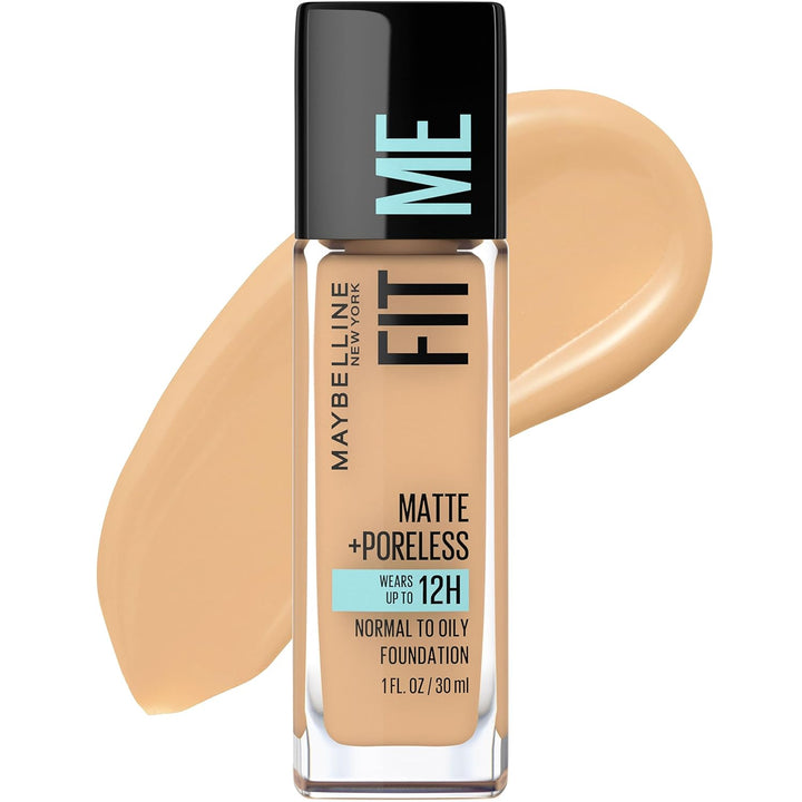 Fit Me Matte + Poreless Liquid Oil-Free Foundation Makeup, Classic Ivory, 1 Count (Packaging May Vary)