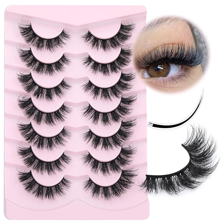 Mink Lashes Full Volume False Eyelashes 18Mm Dramatic Faux Mink Eyelashes Natural Look Cat Eye Volume Eye Lashes Multipack by