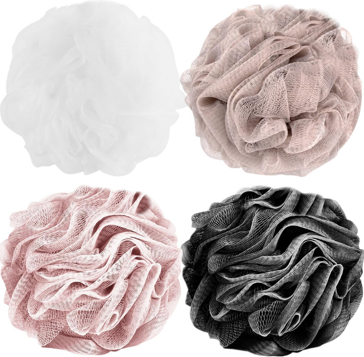 Loofah Sponge Shower Loofahs 50G Bath Sponges Mesh Balls 4 Colors for Body Scrubber Exfoliator Wash Back Scrubber Bathroom Men Women - 4 Pack Scrubbers Cleaning Bathing Accessories
