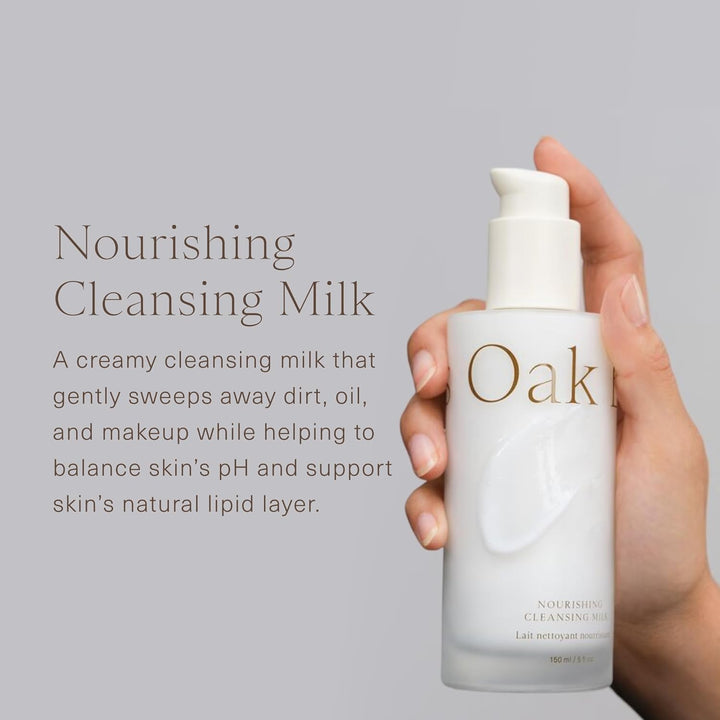 Nourishing Cleansing Milk | Gentle Makeup Remover Face Wash with Oat Amino Acids, Rice Bran & Rosemary Extract, 5 Oz