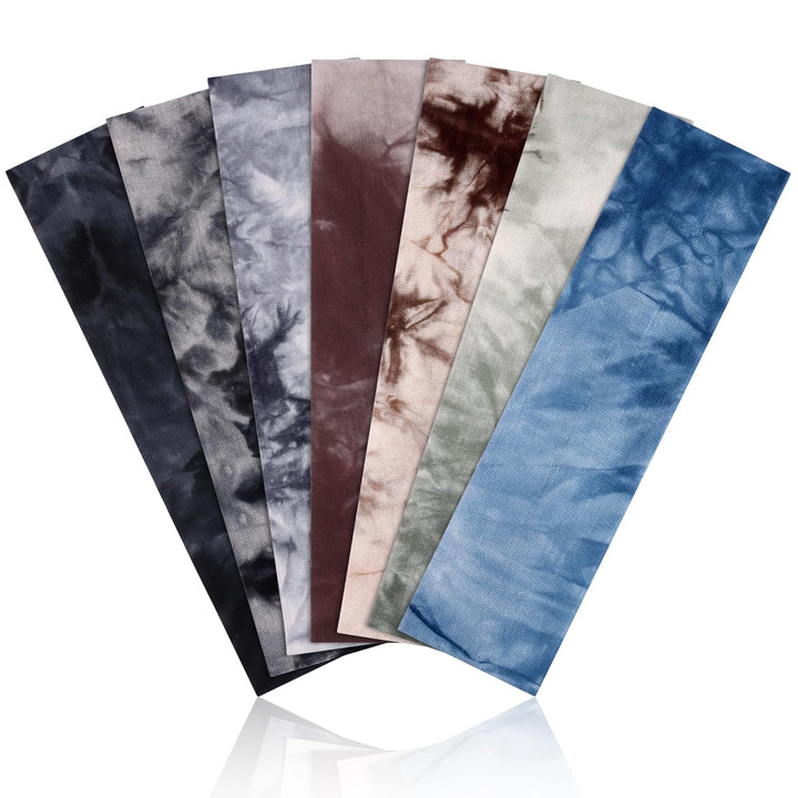 Headbands for Women, Stretchy Non Slip Soft Cotton Cloth Hair Bands for Sports, Workout, Yoga and Running, 7Pcs (Black, White, Medium Gray, Navy, Light Brown, Flesh, Floral Gray)