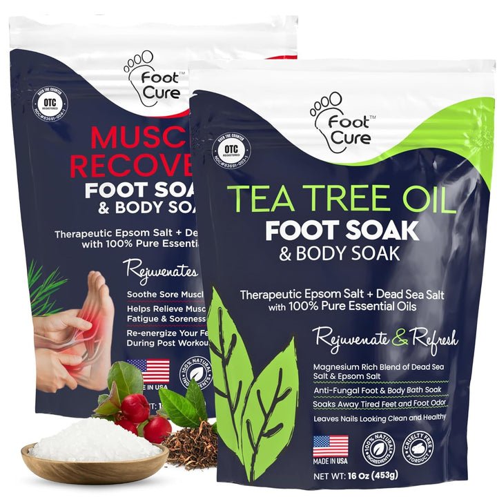 Tea Tree Oil Foot Soak with Epsom Salt - for Toenail Repair, Athletes Foot, Softens Calluses, Soothes Sore & Tired Feet, Nail Discoloration, Odor Scent, Spa Pedicure Care - Made in USA 16 Oz