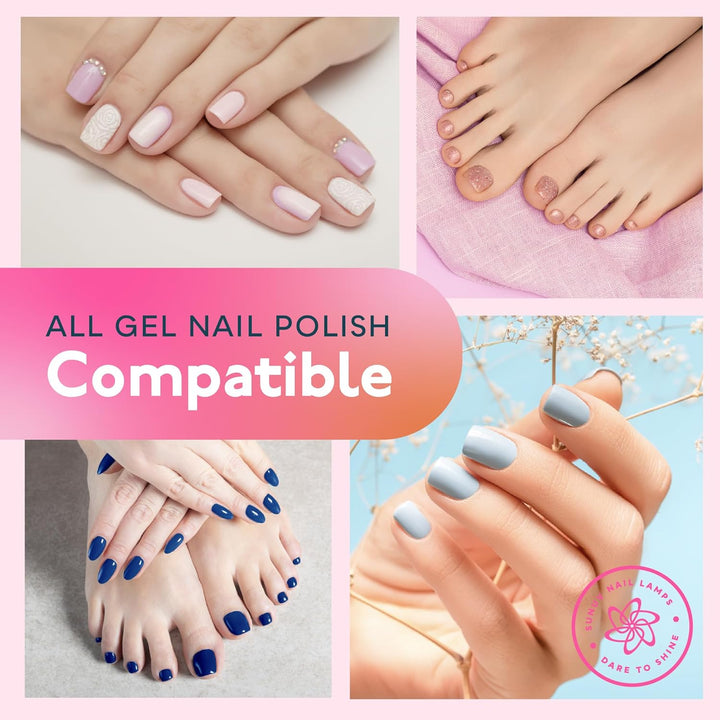 SUN2C UV Light for Nails, UV LED Nail Lamp with 4 Timer Settings, Curing Lights Compatible with All Gel Polish Rose