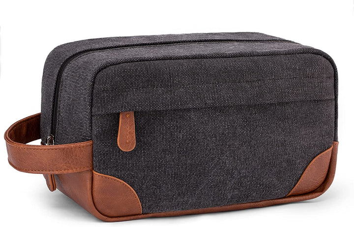 Travel Toiletry Bag - Hanging Toiletry Bag for Men Water Resistant Canvas Shaving Bag with Large Capacity for Travel - Black