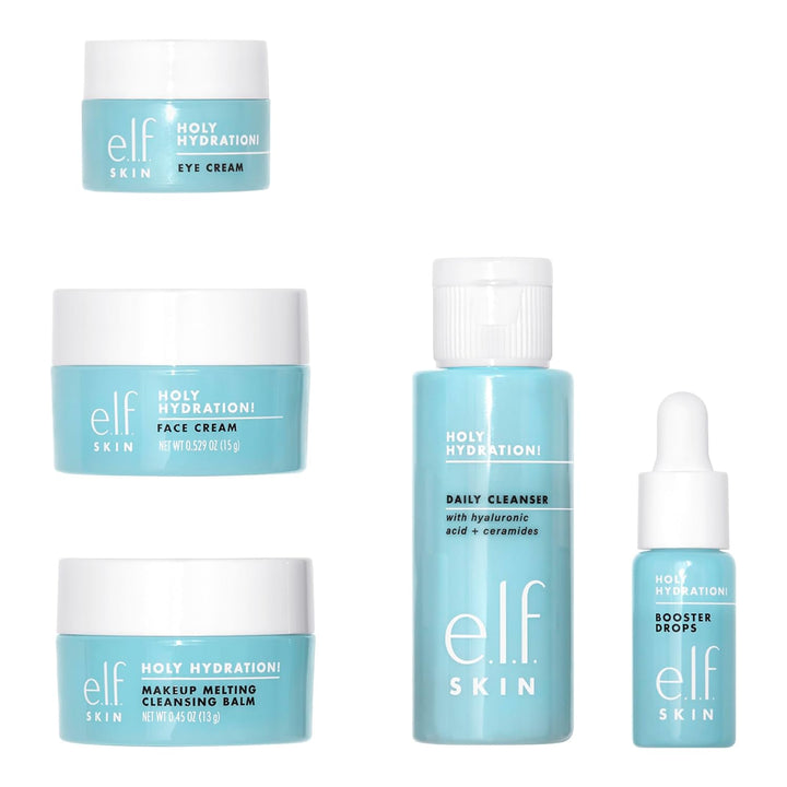 SKIN Holy Hydration! Hydrated Ever after Skincare Mini Kit, Cleanser, Makeup Remover, Moisturizer & Eye Cream for Hydrating Skin, Airplane-Friendly Sizes