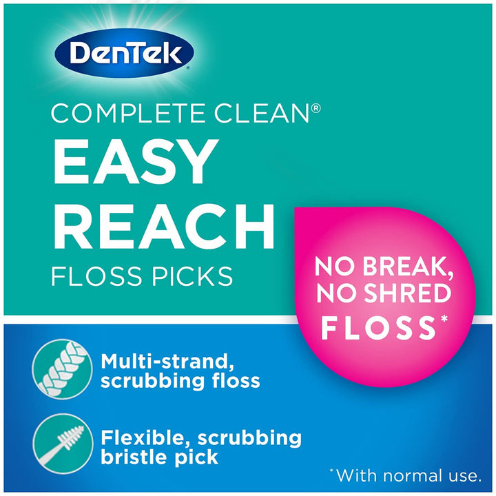 Easy Reach Complete Clean Floss Picks, with Strong Dental Floss, 75 Count, 3 Pack