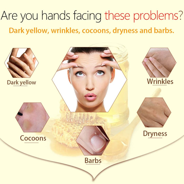 Hand Mask Milk Honey Peel off Hand Wax Moisturizing Hydrating Nourishing Exfoliating Hand Film Hands Care Paraffin110G