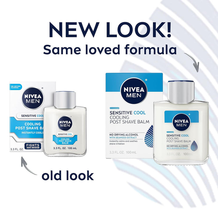 Sensitive Cooling Post Shave Balm with Vitamin E, Chamomile and Seaweed Extracts, 3 Pack of 3.3 Fl Oz Bottles