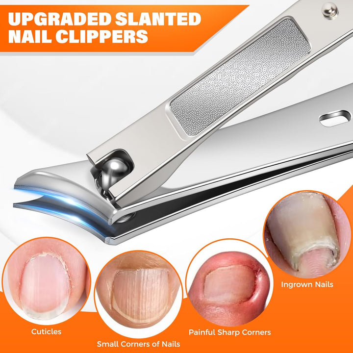 Toenail Clippers for Seniors Thick Toenails, Large Toe Nail Clippers for Men Thick Nails with Wide Opening, Sharp Heavy Duty Ingrown Toenail Clippers Nail Cutter Long Handle with Slanted Blade