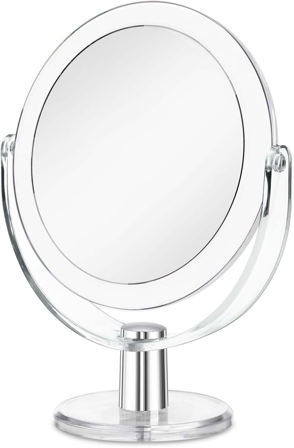 Vanity Makeup Mirror with Stand, 1X/15X Magnification Double Sided 360 Degree Swivel, Portable Table Desk Counter Top Magnifying Mirror, Tabletop Bathroom Shaving Mirror, 6.25 Inch