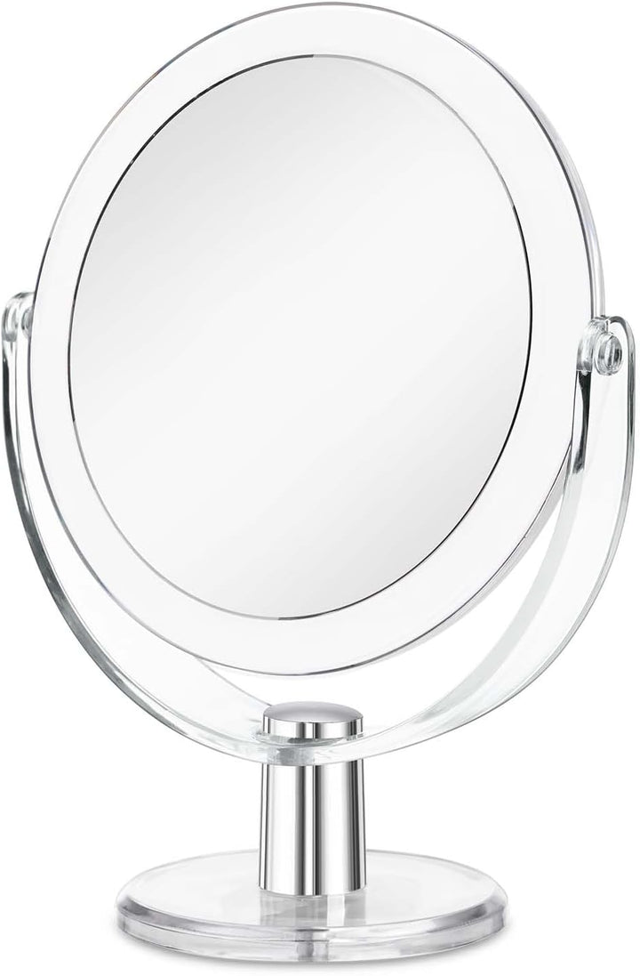 Vanity Makeup Mirror with Stand, 1X/15X Magnification Double Sided 360 Degree Swivel, Portable Table Desk Counter Top Magnifying Mirror, Tabletop Bathroom Shaving Mirror, 6.25 Inch